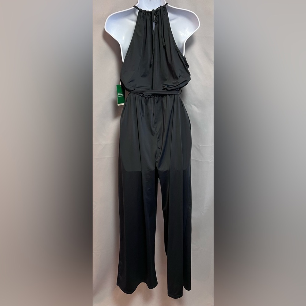 HALARA Black Halter Jumpsuit with Waist Tie - Picture 3 of 8